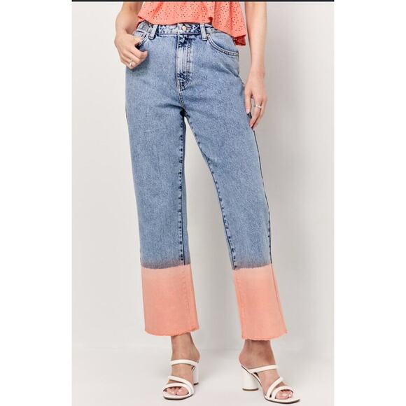 Harper Heritage Francesca’s Ellis Dip Dye Denim Jeans Size 28 High Rise Wide Leg - Picture 1 of 5